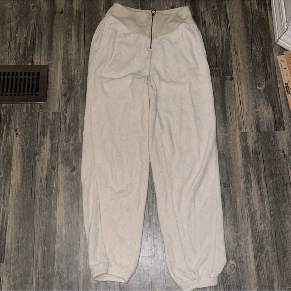 Aerie Cream Zip Up Sherpa Sweatpants XS